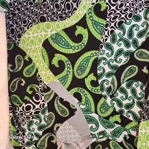 Green & Black Paisley & Abstract Stretch Polyester Knit Fabric 3 Yards X 57 Inch